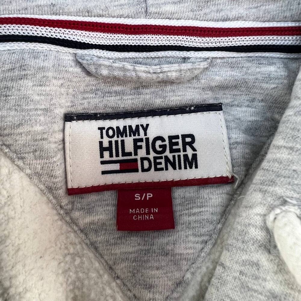 Tommy Hilfiger Denim Sweatshirt Women's Size S Gray Red and Blue Hoodie Preppy - Picture 9 of 13